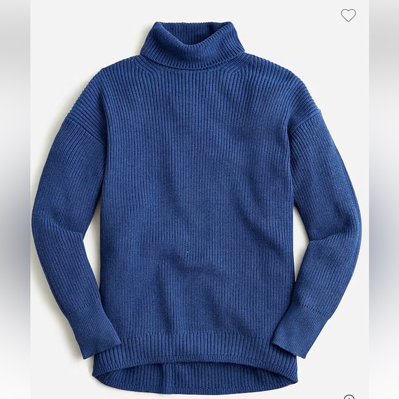 J. Crew Sweaters - J.crew blue Ribbed cotton cashmereblend relaxed turtleneck sweater size small